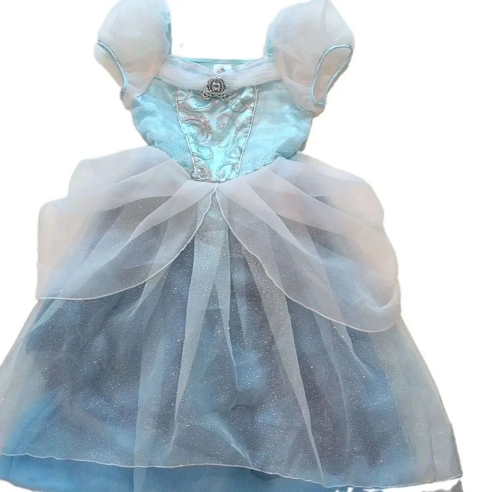 Disney Castle Collection Cinderella Girls Costume Glitter Tulle Blue/Silver 9/10
